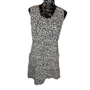 Sleeveless Dress Animal Print Drawstring Waist Casual Summer‎
